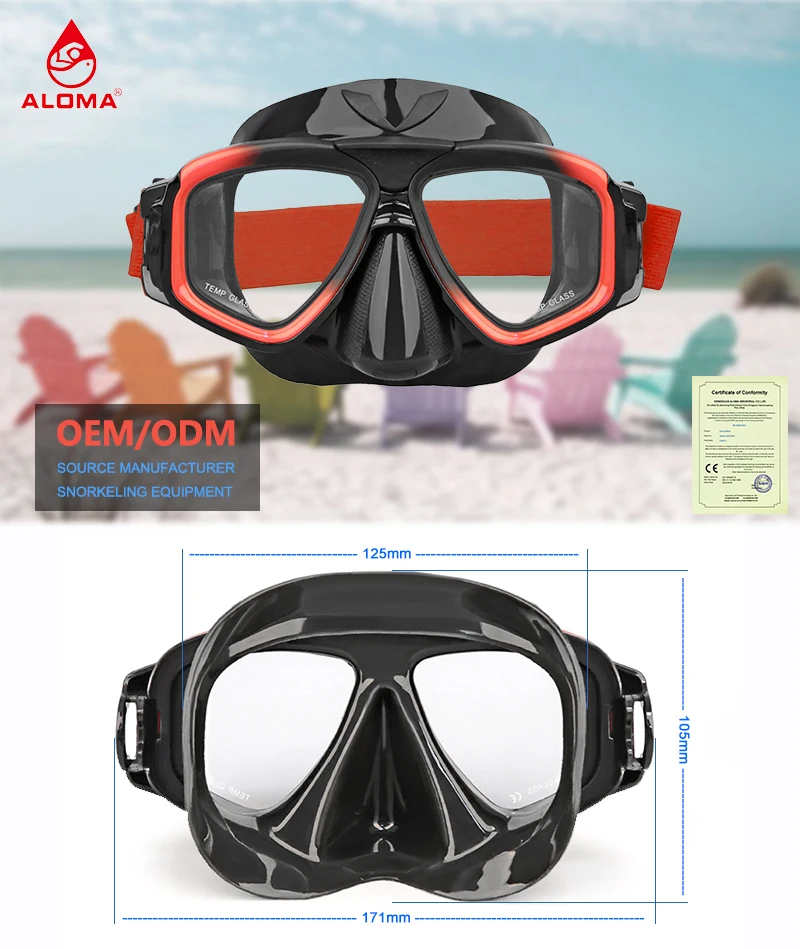 ALOMA Modern Gradient Color Style Diving Goggles Snorkel Mask for Adults Snorkeling Diving with camera mount