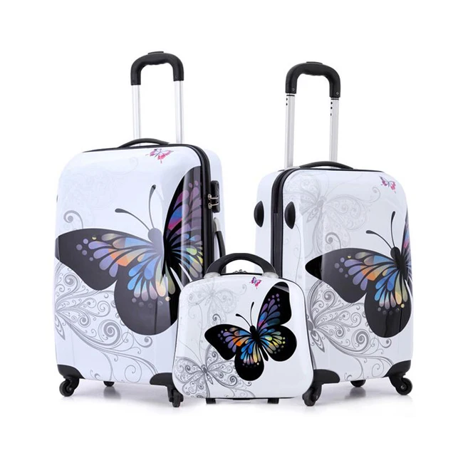 vintage cabin luggage butterfly luggage set cute suitcase for girl
