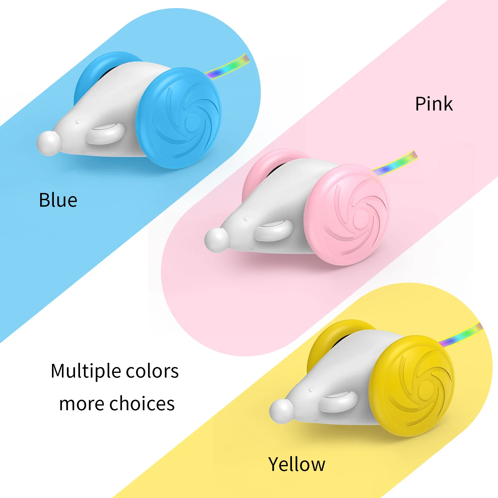 Popular  Automatic Cat Toy With Colorful LED Lights Interactive Smart Electric USB Rechargeable Mouse Toys For Indoor Pet Toys