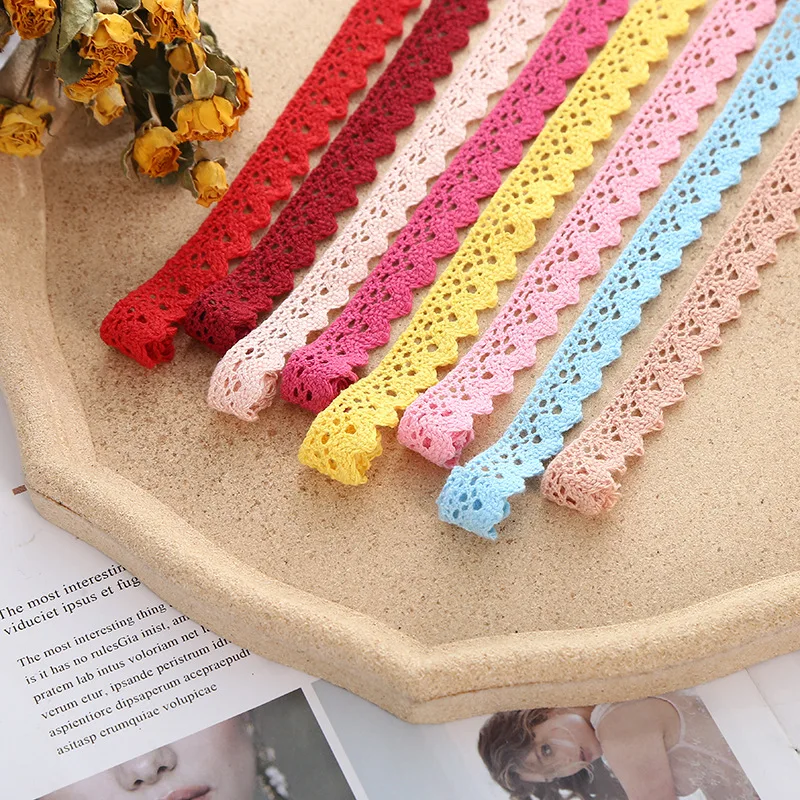 1.5cm Pink Lace Trims for Sewing-Cotton Lace Ribbon DIY Craft Scrap booking Gift Package Wrapping Crafts Lace Sewing Trim
