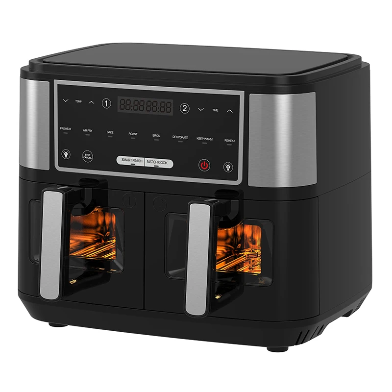 9L black air fryer double 10L 8L large roaster oven with visible window dual basket fryer machine new kitchen appliances