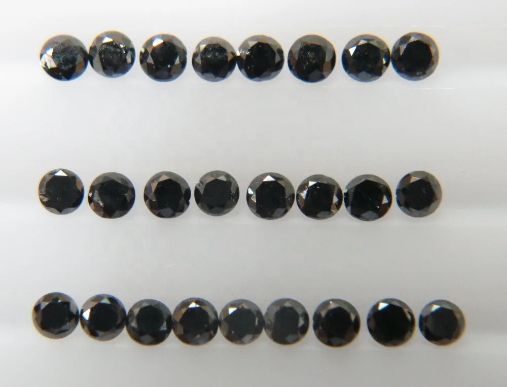 1-1.3mm Natural Loose Round Cut Fancy Black Diamond
