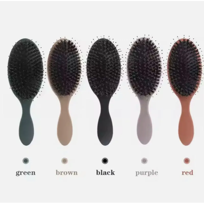 Custom Logo Women Fashion Paddle Hard Bristles Brush Mixed Boar Bristle Hair Wig Extension Set for Extension
