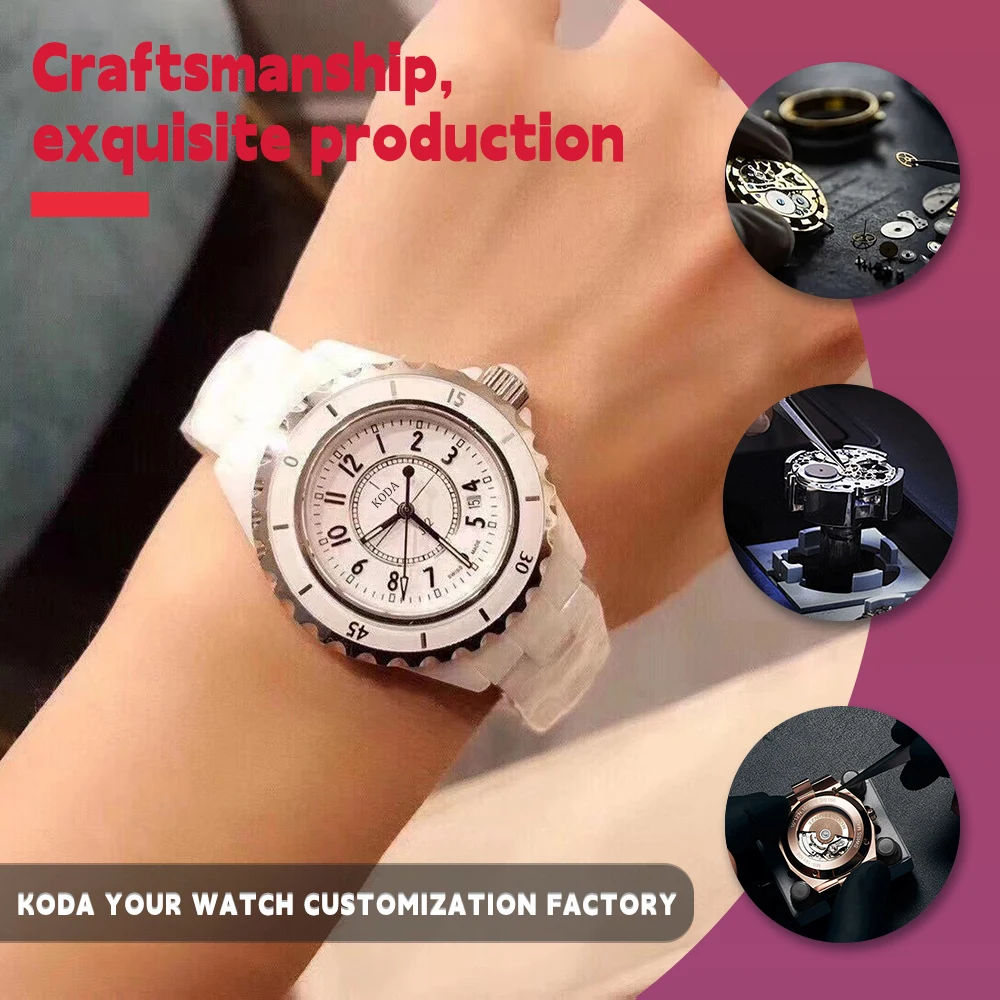 Luxury Chronograph Watch Waterproof Quartz Fashion Classic Wrist Watches Womens White Ceramic Watches