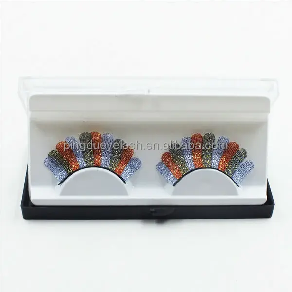 Heart Girl New Style 15mm 20mm Colored False Eyelashes with Glitter 3D Mink Lash Handmade Colorful Lashes Strip