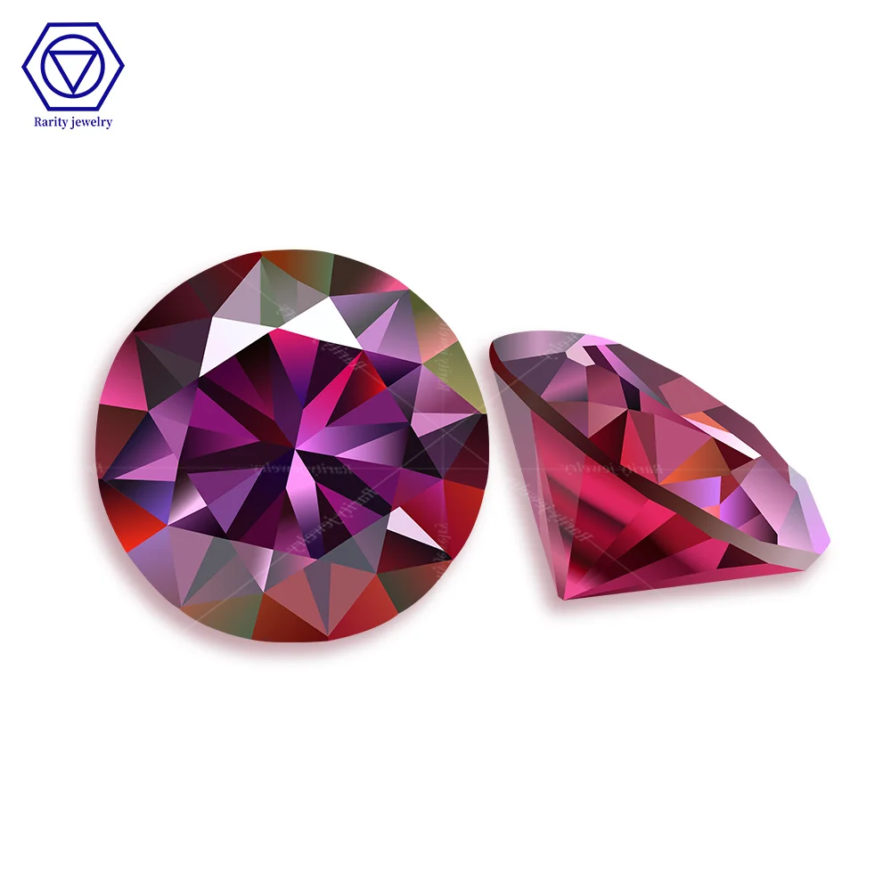 Rarity Amethyst color fancy round brilliant cut diamond 1ct Synthetic Loose Moissanite Diamonds for women jewelry ring