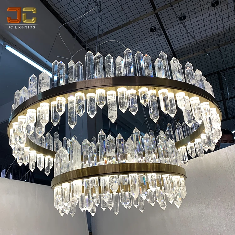 Люстра из больших стеклянных камней, Современная круглая Подвесная лампа в форме кольца, осветительный прибор из чистого камня