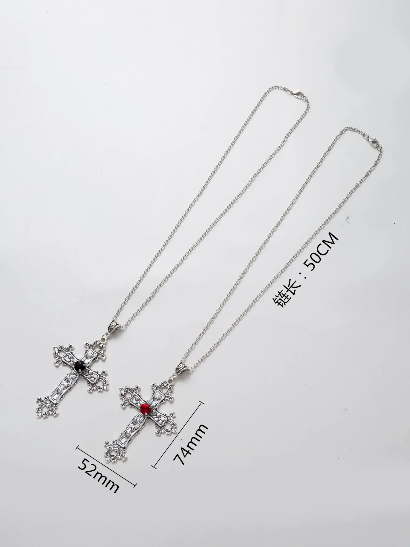 Punk Jewelry Chunky Cross Necklace Gothic  Inlaid Zircon Women Pendant