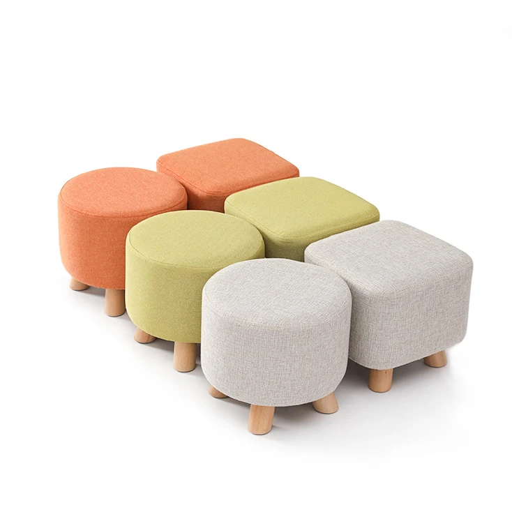 
Furniture Manufacturer Wood Frame Stool Beech Ottomans Pouf 