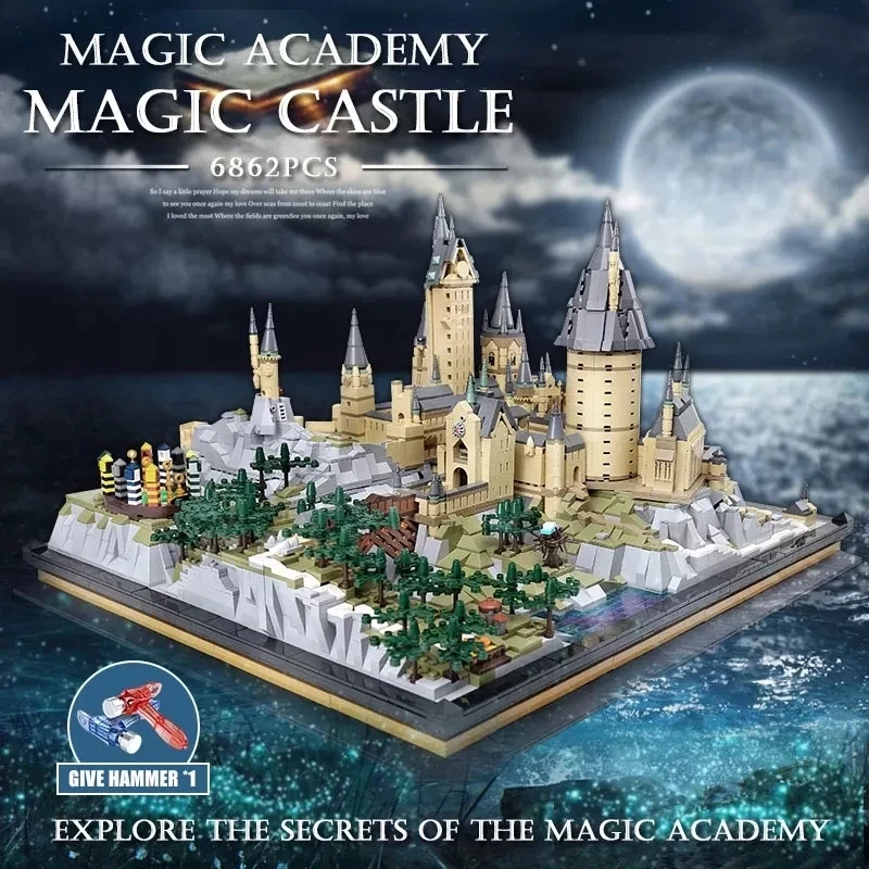 Mould King 22004 Street View Series Building Block Toys 6862Pcs DIY Detachablesets Large Hogwarts Castle Building Block Set