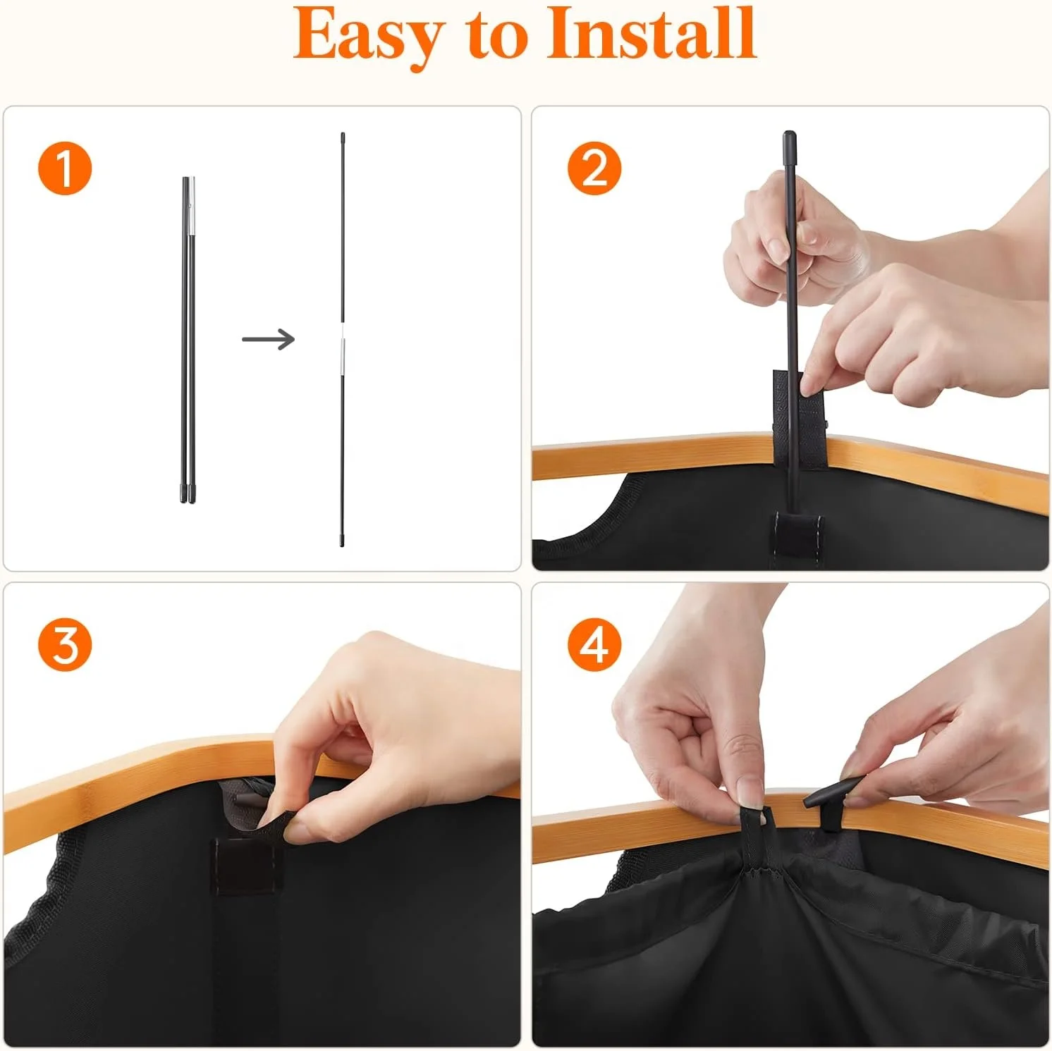 100L Laundry Basket with Lid, Clothes Hampers for Laundry with Bamboo Handles and Removable Laundry Bag