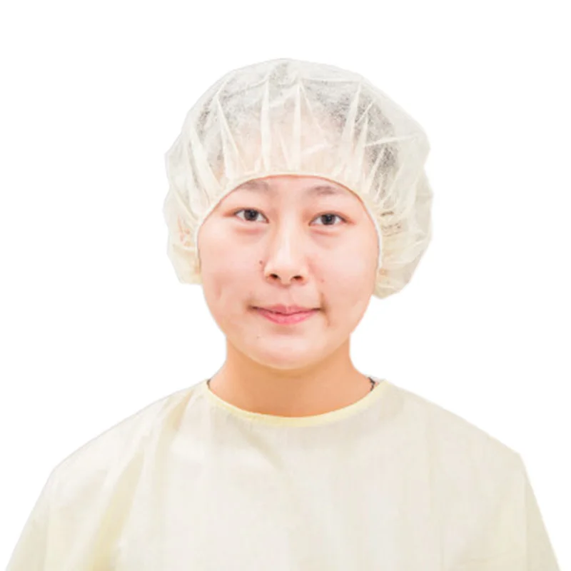 SMS PP Nonwoven Round Crimped Pleated Strip Bouffant Head Cover Nurse Caps Custom Disposable Surgical Cap With Elastic Band