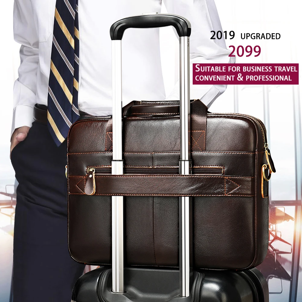  Men Office Business Shoulder Bag Genuine Leather Executive Briefcase Luxury Laptop bag Quality