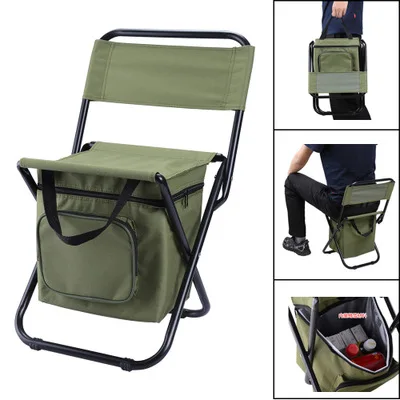  Hot Fishing Products Foldable Chairs Camping Chair with Cooler Bag Compact Stool for Ourdoor Carp Fish