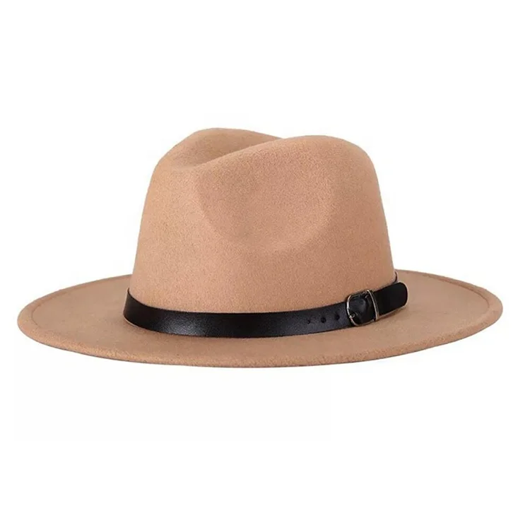 Wholesale Leather Band Wide Brim Wool Panama Fedora Style Hat