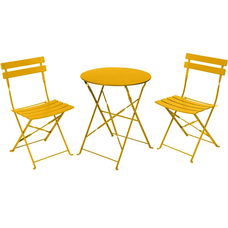 De Comedor Mesa Y Sillas Plegables De Metal Dining Room Set 1 Set / CTN Home Furniture Metal Board + Metal Tube Modern Iron