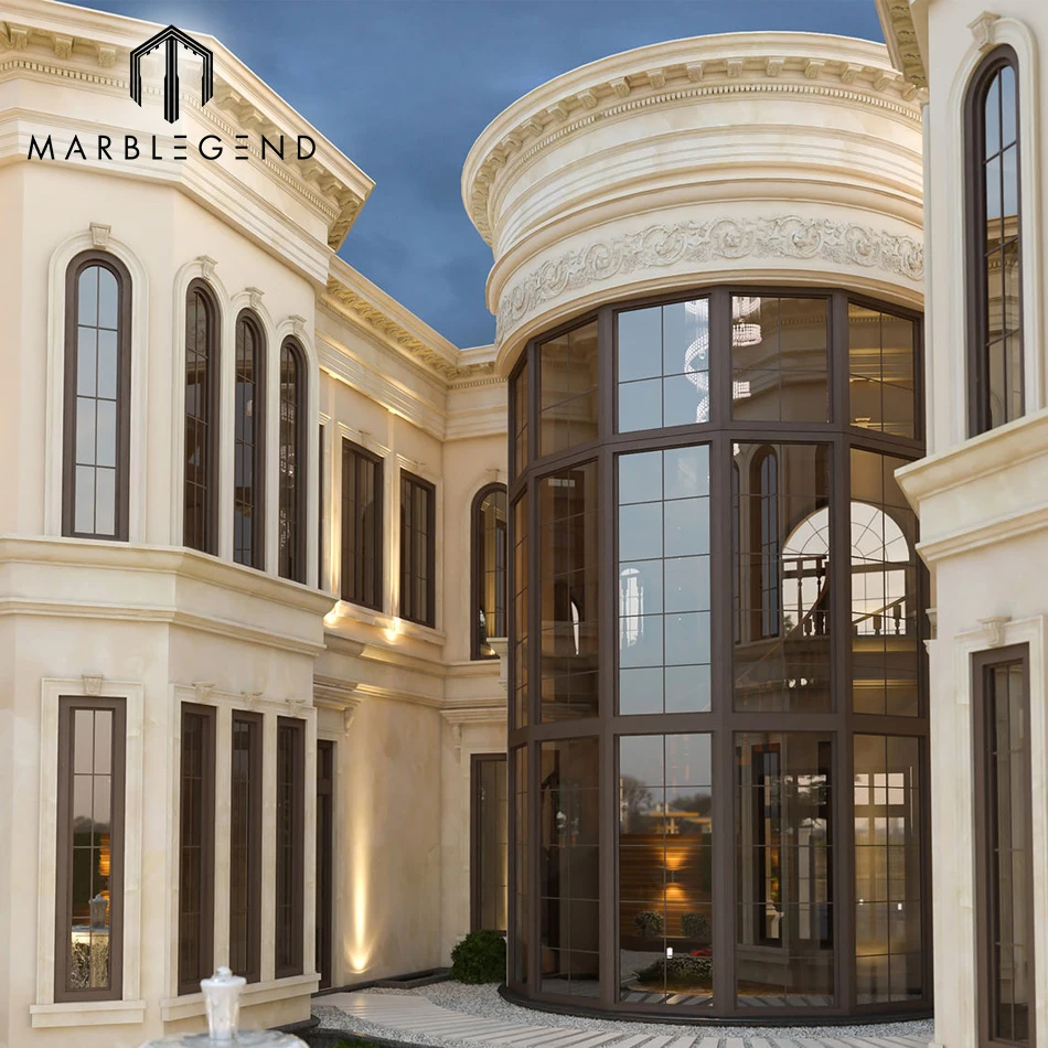 one-stop solutions building facade natural stone Portugal beige limestone exterior wall cladding tile for villa