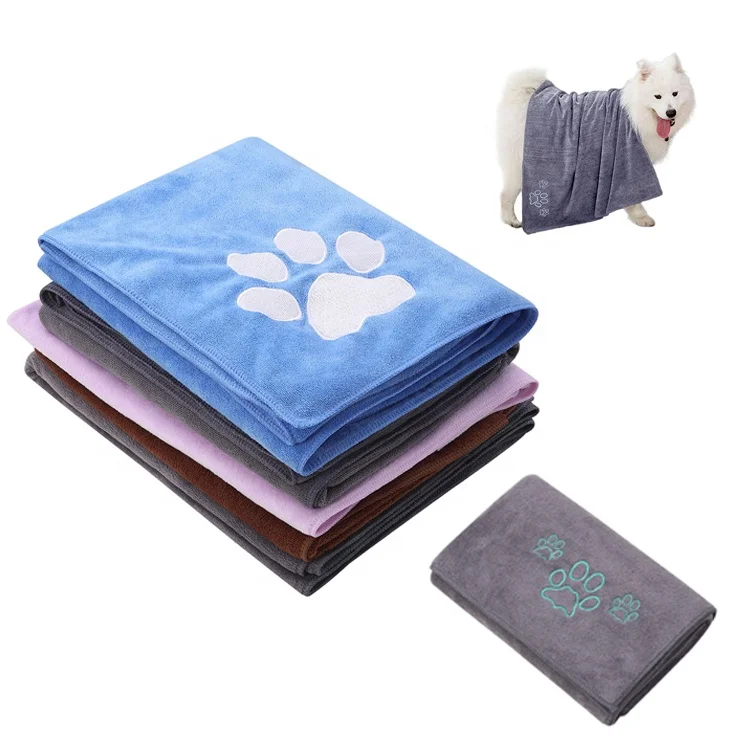 Custom Absorbent Quick Drying Dog Bath Cleaning Towel Custom Embroidered Logo Microfiber Pet Towel