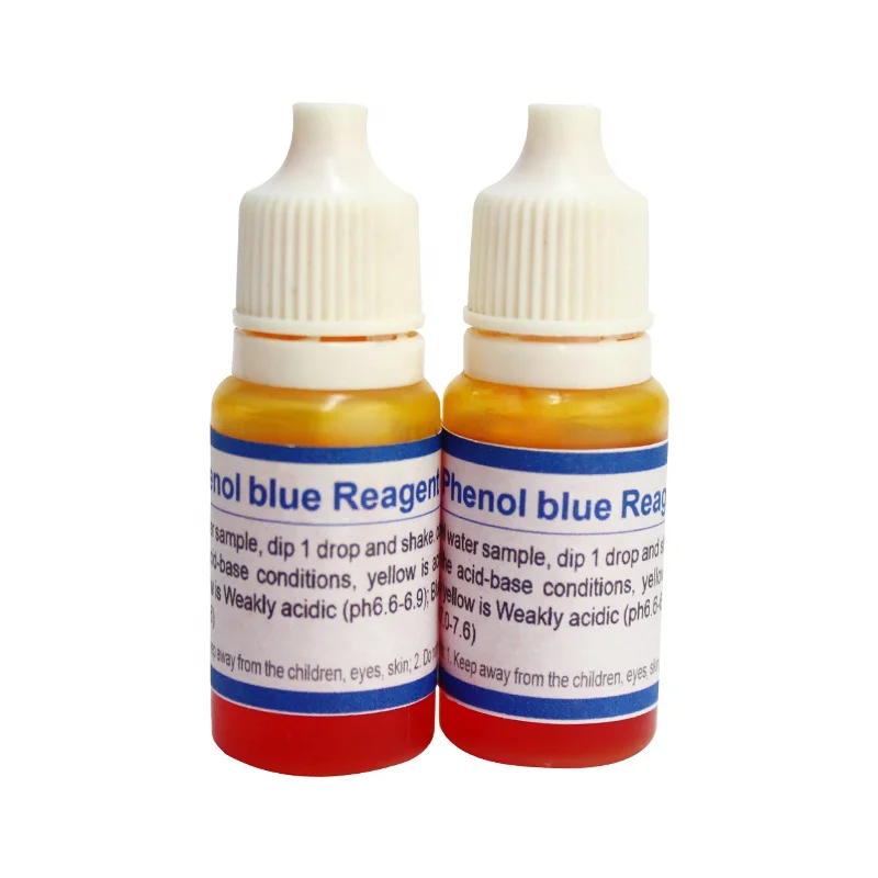 
Phenolic / Phenol Blue reagent test drops to test the water quality. 