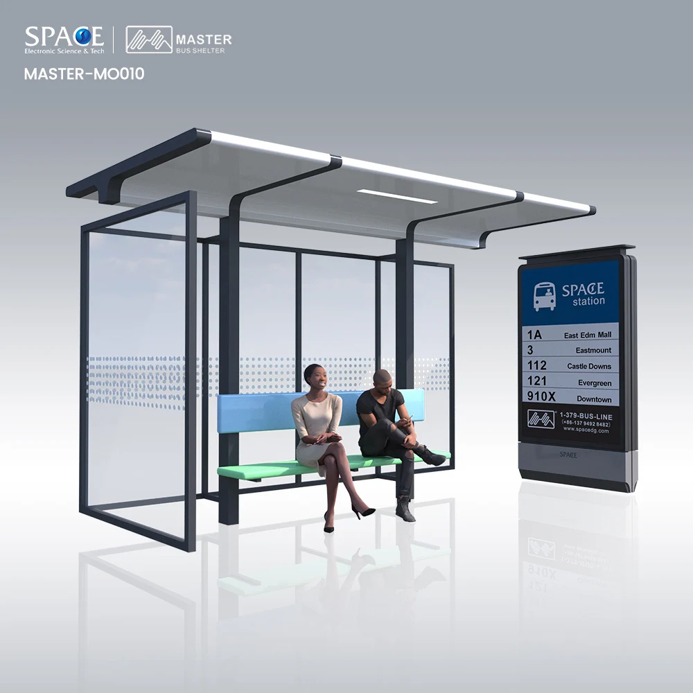 ODM / OEM Outdoor Road Sided Smart Bus Shelter Stop Station
