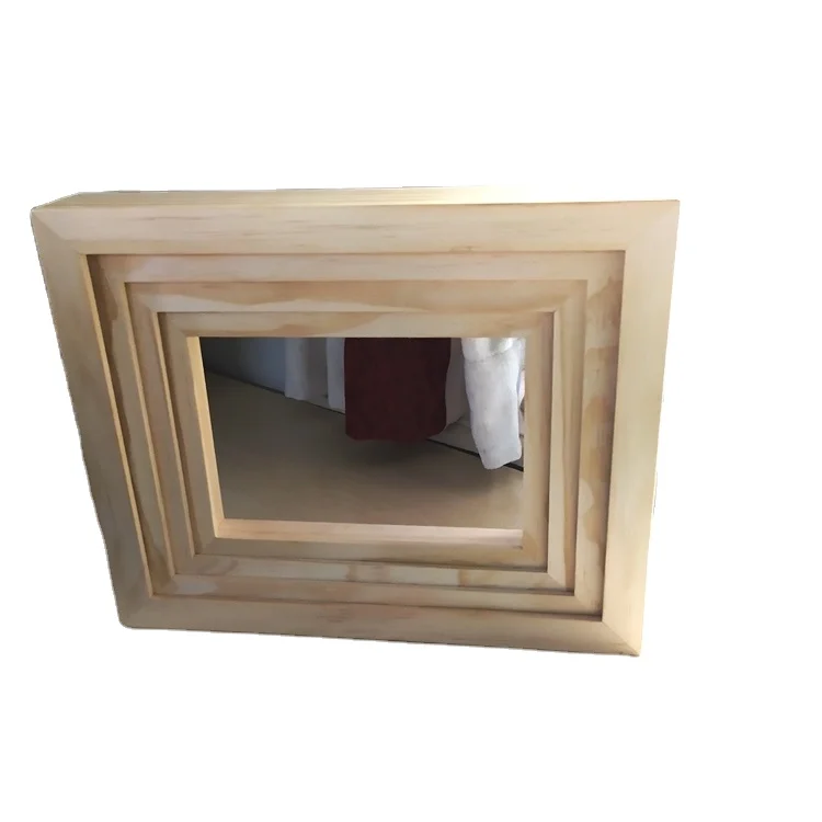 Набор из 3 прямоугольных необработанных цельных деревянных рамок для фотографий