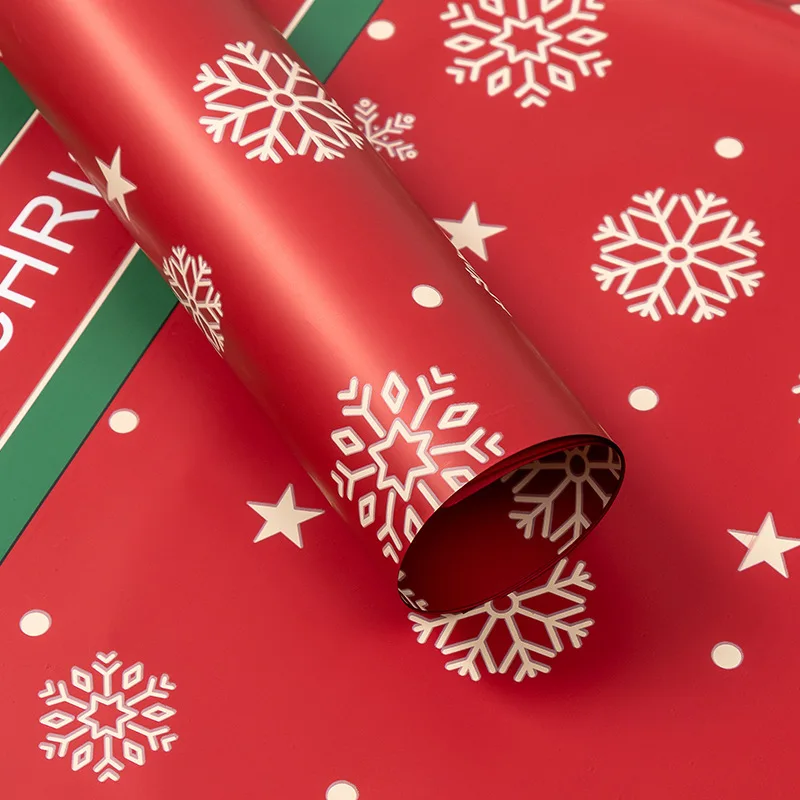 Customized Christmas Pattern Opaque Flower Wrapping Paper for Gifts DIY Waterproof Floral Bouquet Wrapping Film for Fresh Flower