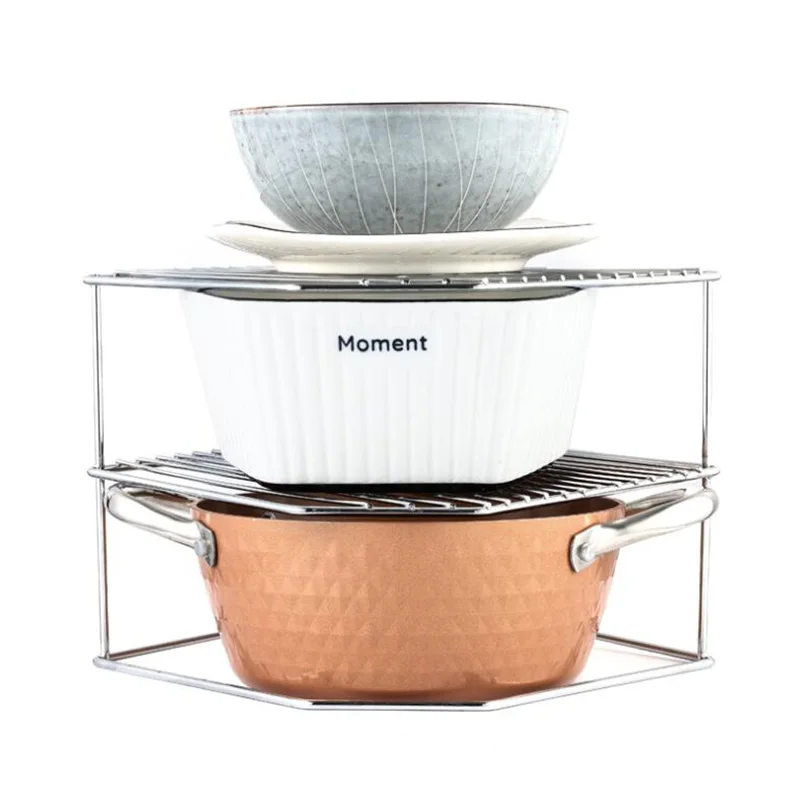 
3 Tier Kitchen Shelf Metal Organizer Jar Holder Black Stand Rack Spice Desktop Chrome Storage 