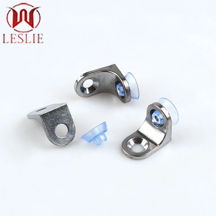 Furniture hardware shelf support L-shaped arc chrome-plated cabinet partition bracket Glass Shelf Support Pin with Sucker