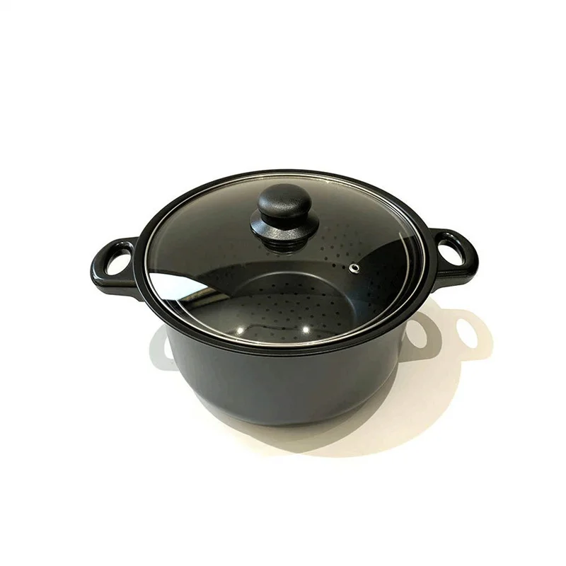 6 QT Easy Draining Built-in Rotatable Filter Basket Multifunction Pasta Pot with Non-Slip Handle Cooking Pot with Strainer Lid