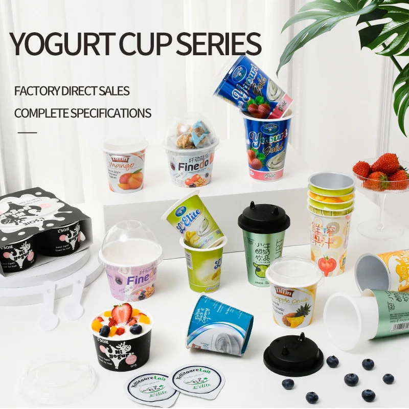 Different Sizes Custom Design Disposable Plastic Cup with Lid for Yogurt Packing