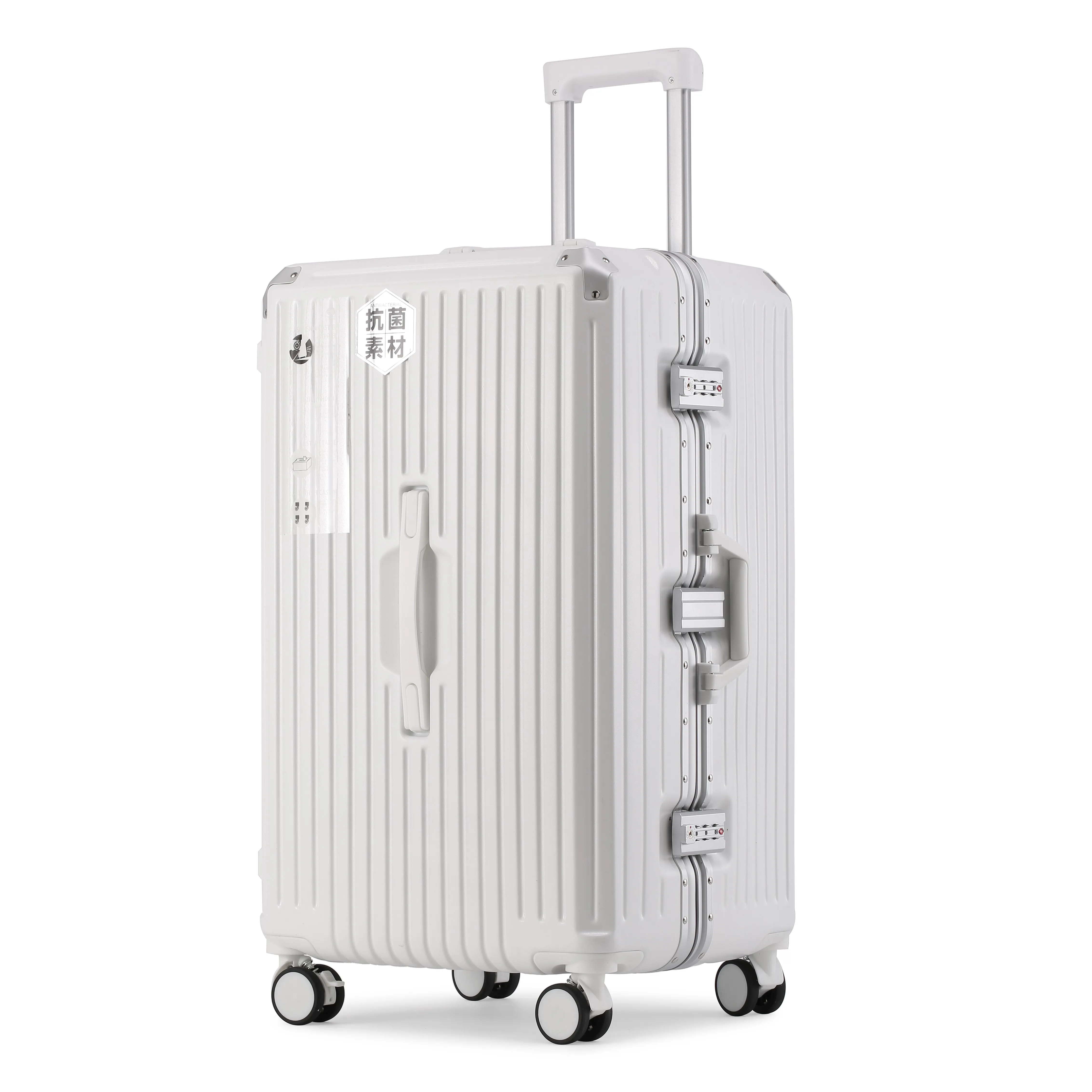 Large capacity white aluminum frame password luggage high appearance level students school 30inch luggage  customization