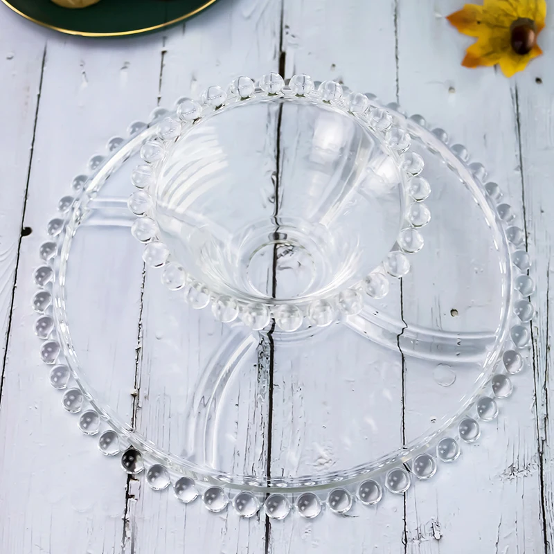 Hot Sale Bread Pastry Tray Tape Cover Transparent Glass Dessert Display Cake Holder with Dome