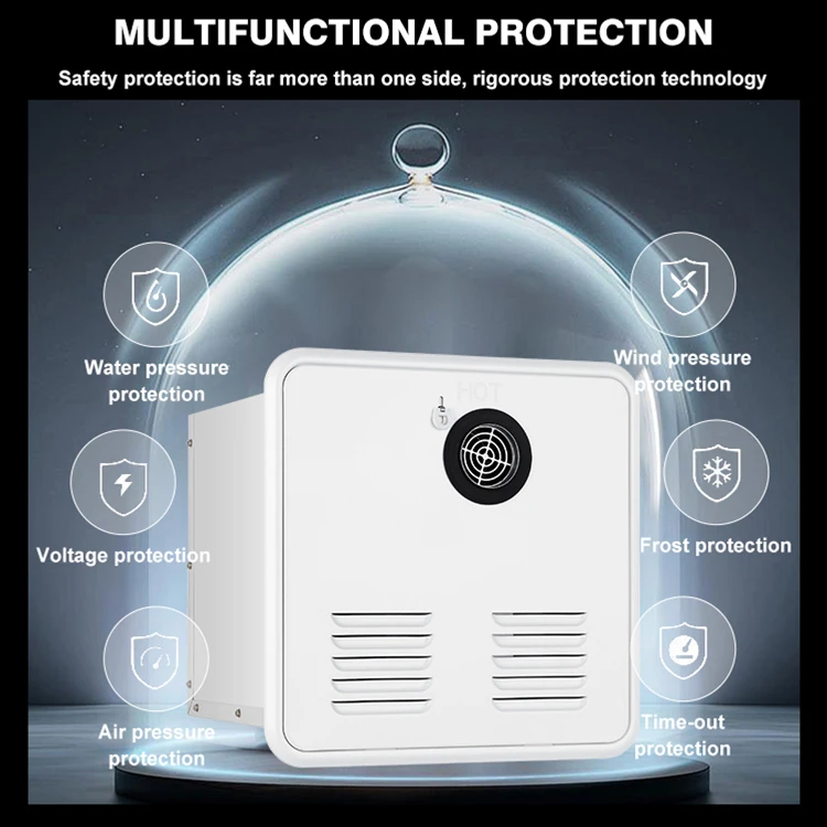 RV Tankless Built-in Pressure Relief Valve with White Door and Remote Controller Instant Hot Water Heaters