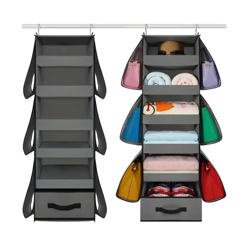 Dust Proof Wardrobe Closet Storage Bag Hanging Bag Wall Detachable Tote Bag Hanging Handbag Purse Organizer