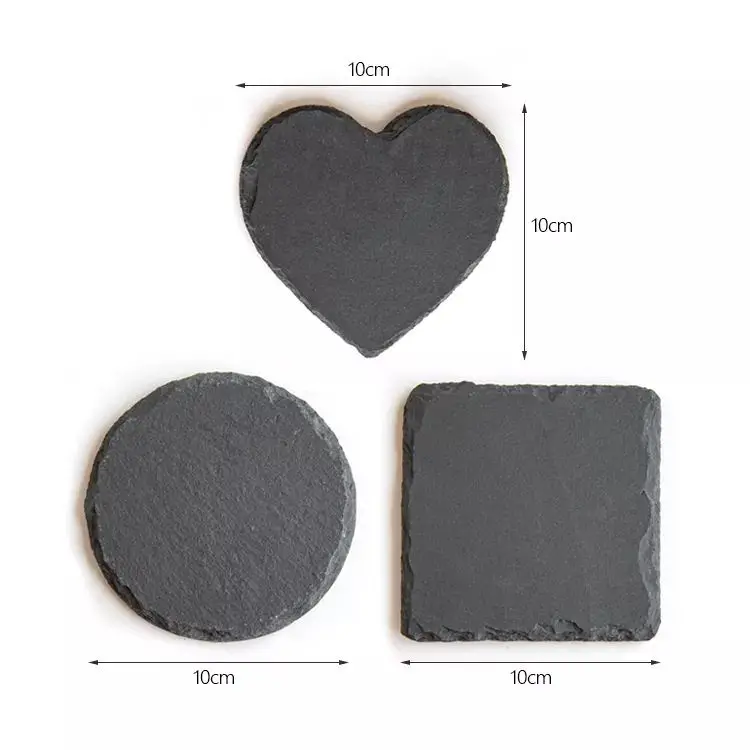 Stone coasters bulk, black 4 inches beverage coasters square slate coasters, heat insulation non-slip table mats