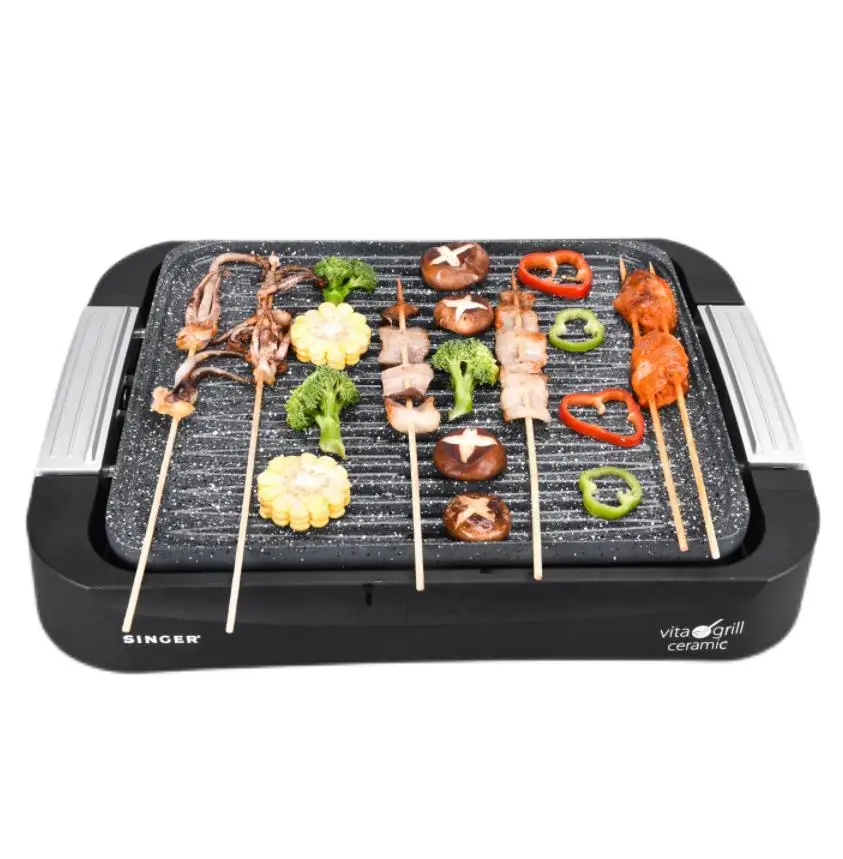 Kitchen Indoor Electric Griddle Flat Grill For Pancakes Eggs Burger With Glass Lid