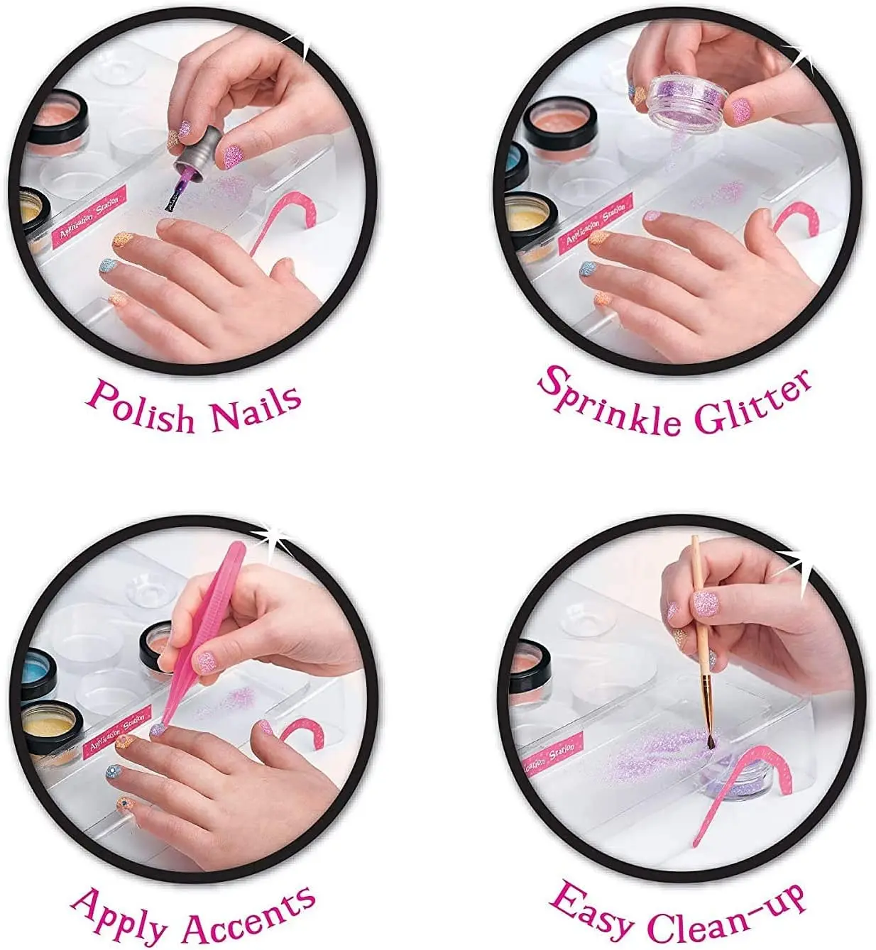 Non Toxic Kids Nail Polish Sticker Art Pens Makeup Toy Set for Girls 8 to 12 Age Children Cosmetic Kit