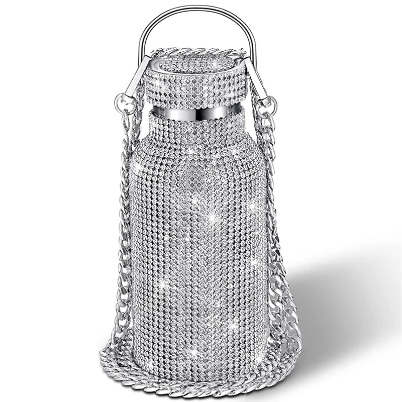 350ml Diamond Water Bottle Bling Rhinestone Stainless Steel  Refillable Insulated vacuum Water Bottle Glitter Water bottle