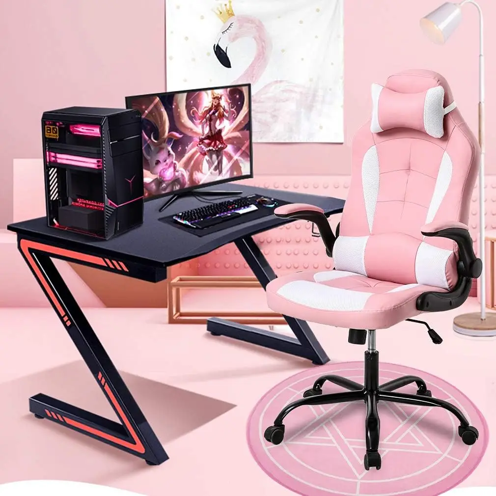 High-level Seating Comfort ERGONOMIC OFFICE CHAIR Pink PC Gaming Chair with Free Gaming Mouse Pad for Computers