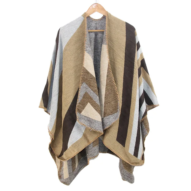 New European and American Fashion Leopard Print Imitatio n Cashmere Ladies Scarf Jacquard Split Thickened Large Cloak