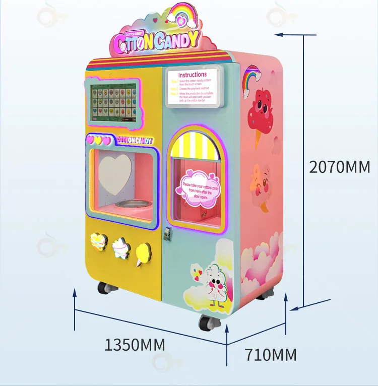 Red Rabbit Fully Automatic Commercial Cotton Candy Vending Machine Candy Floss Maker  Electric Cotton Candy Machine
