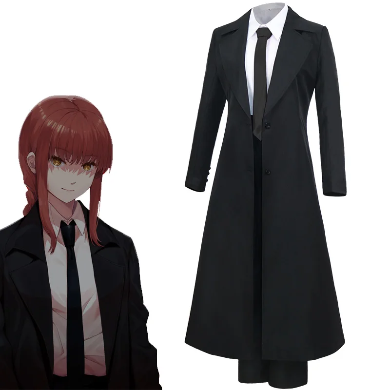 Chainsaw Man Cosplay Makima Cosplay Costumes Plus Size Long Black Windbreaker Set Japanese Anime Cosplay Men Women Suit Uniform