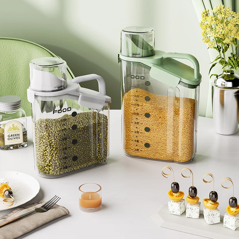 Rice Storage Container Cereal Dispenser with Measuring Cup Airtight Dry Food Container Bin for Kitchen Pantry