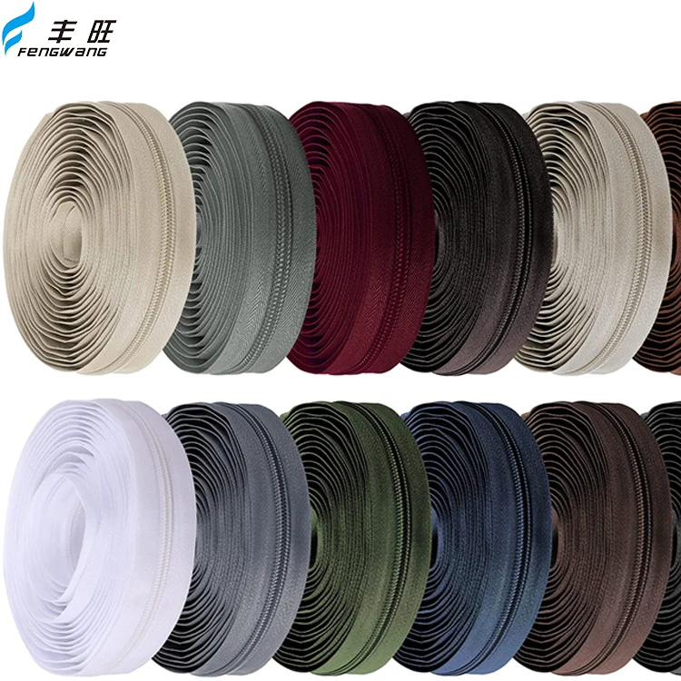 Factory Nylon Coil Zipper Roll Black 3# 4# 5# Rainbow Nylon Zipper Tape By Yard Nylon Zipper Roll for luggage bags