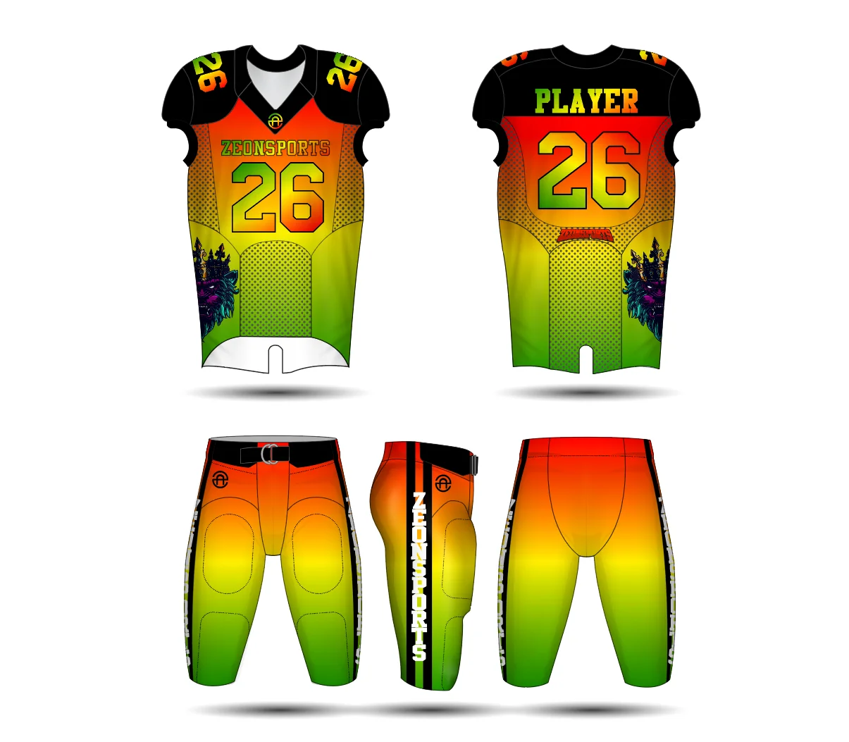 New arrival durable kids football jersey customized full sublimation American football uniforms