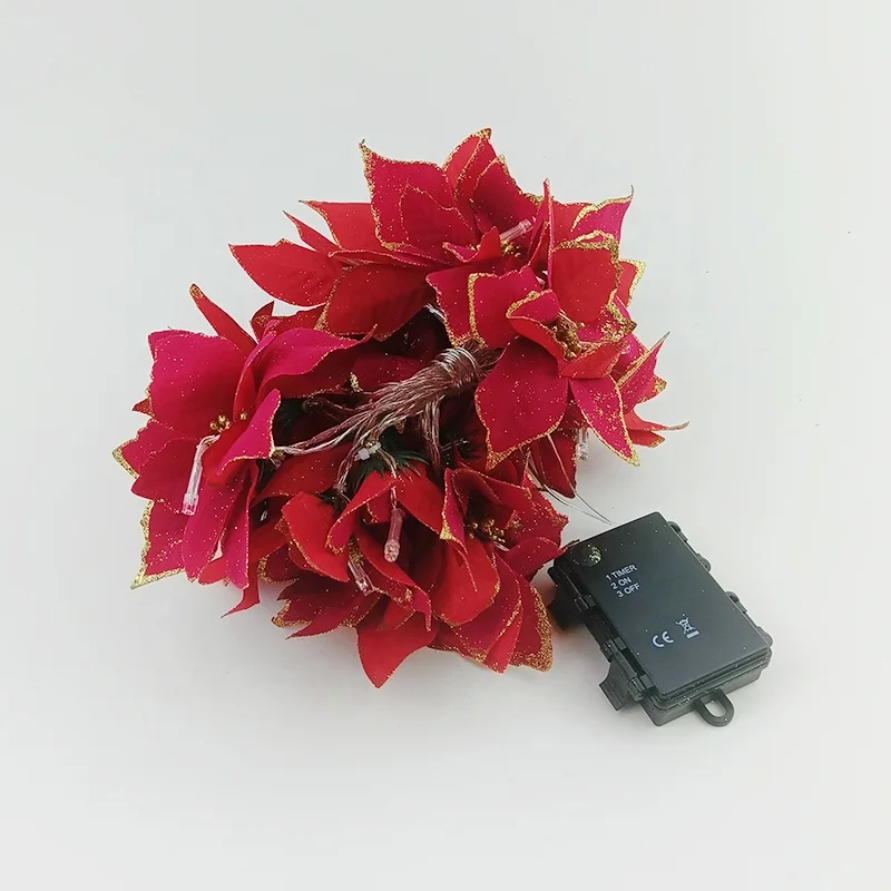 Hot Sale 20 LED Christmas Tree Decorations Garland Artificial Flower Ornaments Battery Fairy String Lights for Wedding Party