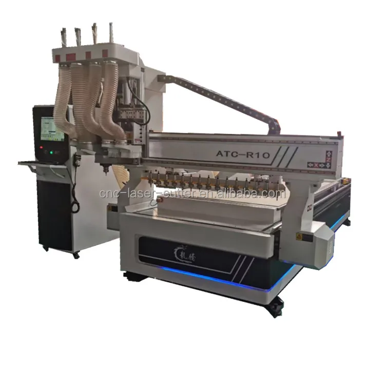 ATC Tool change with Four Single Head cnc knife cutting machine for PVC MDF acrylic cutting to make furniture