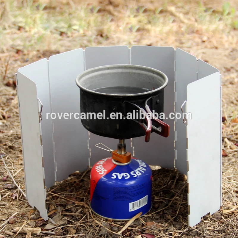 Camping Stove Windscreen Aluminum Folding Windshield, Backpacking Outdoor Grill Wind Shield 8/9/10 Plates