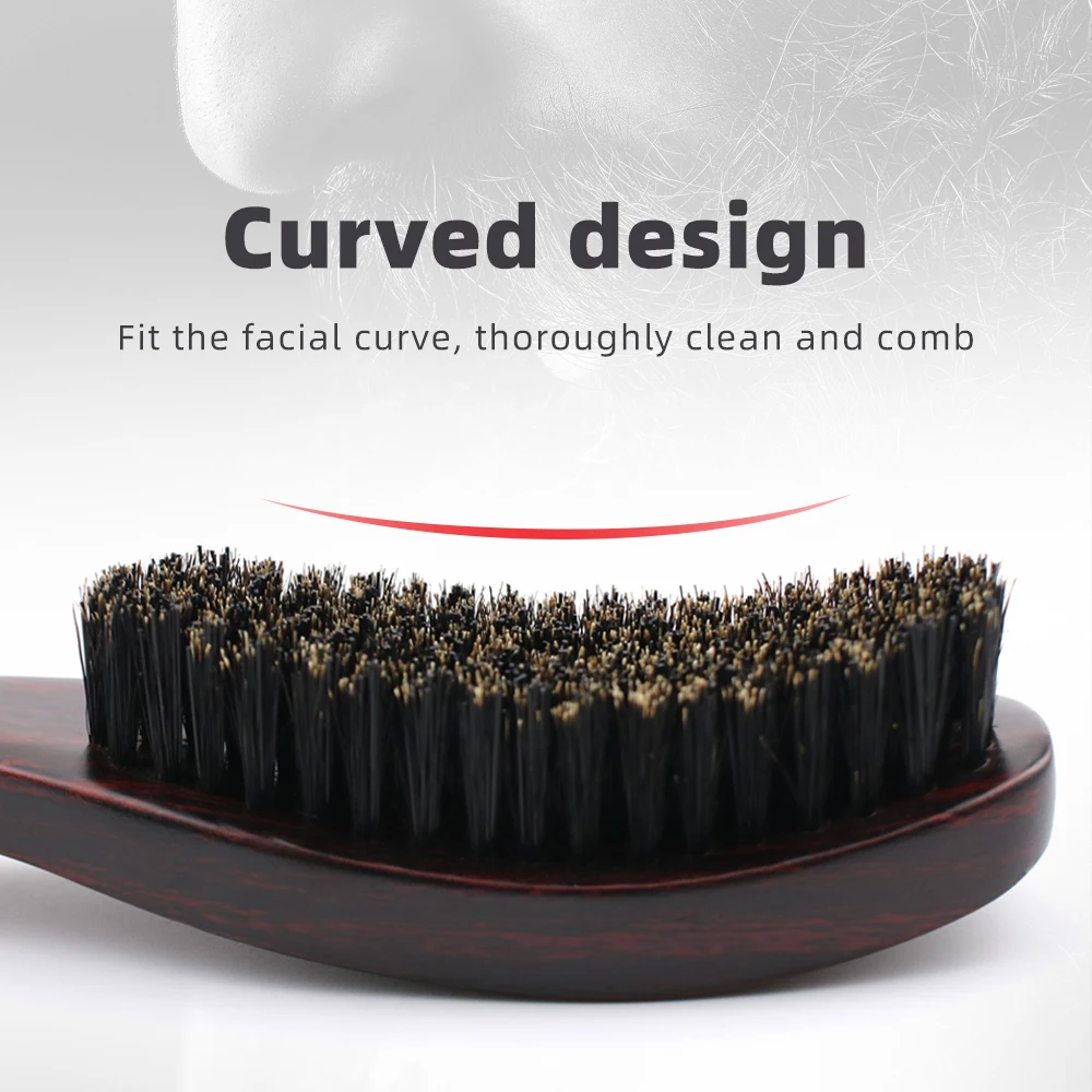 Wood Handle Boar Bristle Cleaning Brush Barber Neck Sweeping Brush Hairdressing Men Beard Brush Anti Static Barber Hair Styling