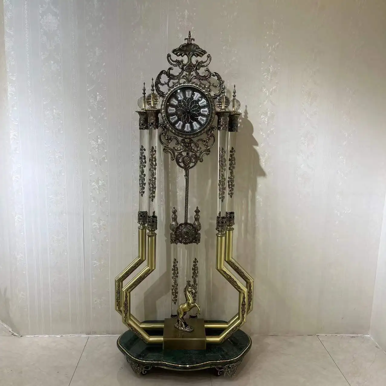 European Vintage Floor Clock Luxury Grandfather Clock Bronze Standing Clock